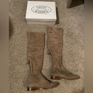 Lightly work taupe seude Steve Madden over the knee boots